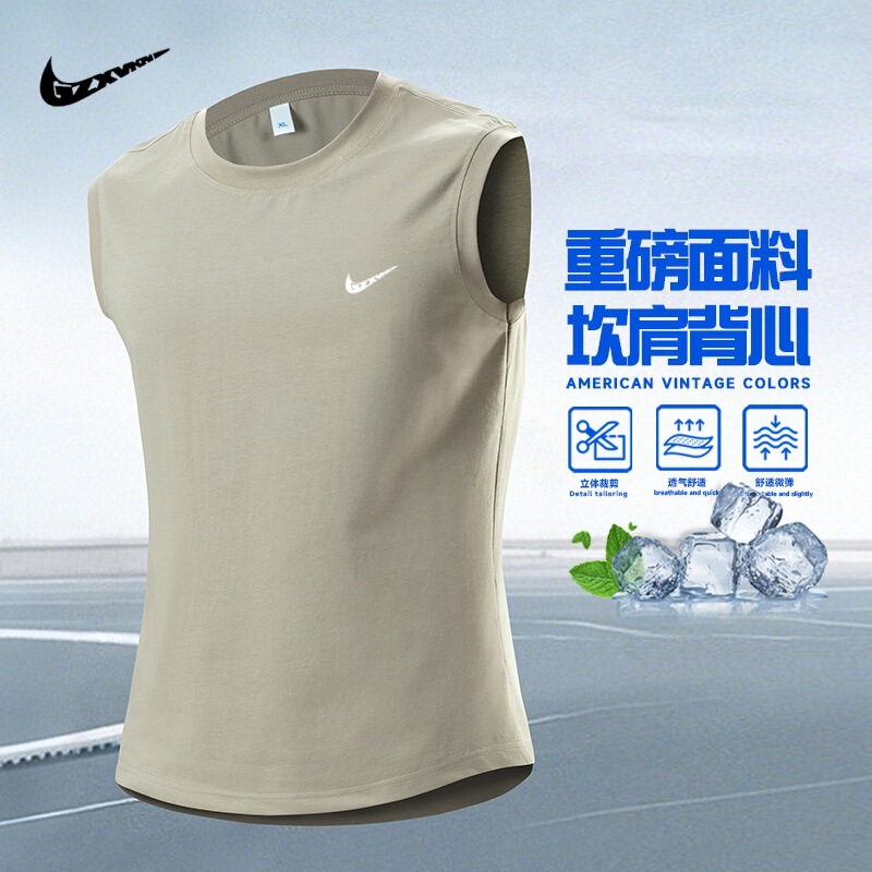Cross-Border Large Size Vest Fitness Vest for Men Summer Outdoor Track and Field Marathon Training Running Quick-Drying Pure Cotton Vest
