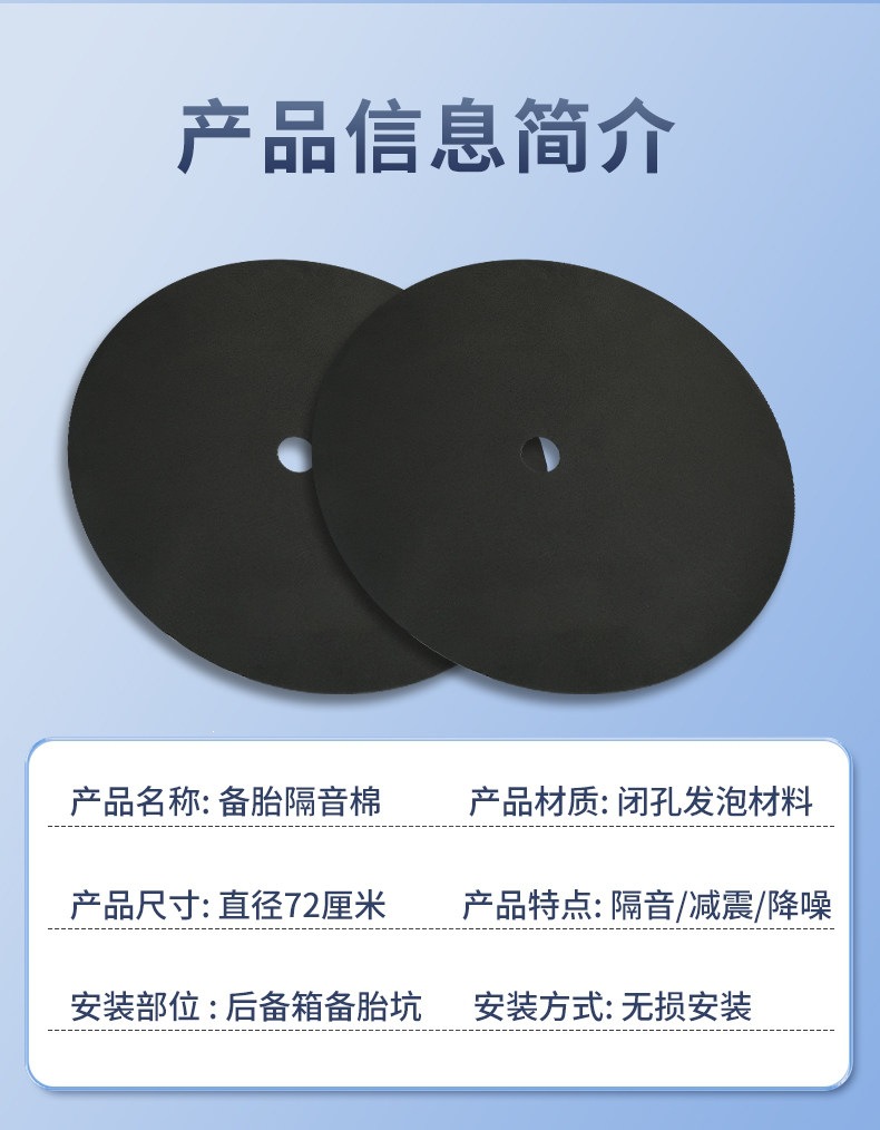 Suitable for spare tire well soundproofing cotton, universal car trunk sound-absorbing cotton, soundproofing pad, shock absorption and anti-vibration filler
