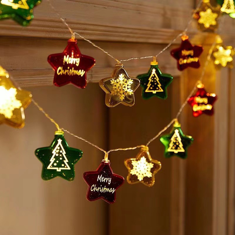 Cross-border Christmas LED colored lights string electroplating star ball Christmas tree pendant indoor and outdoor scene atmosphere layout