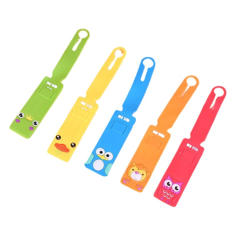 Integrated soft rubber luggage tag cute girl Anti-lost pendant aircraft logo long luggage tag boarding pass