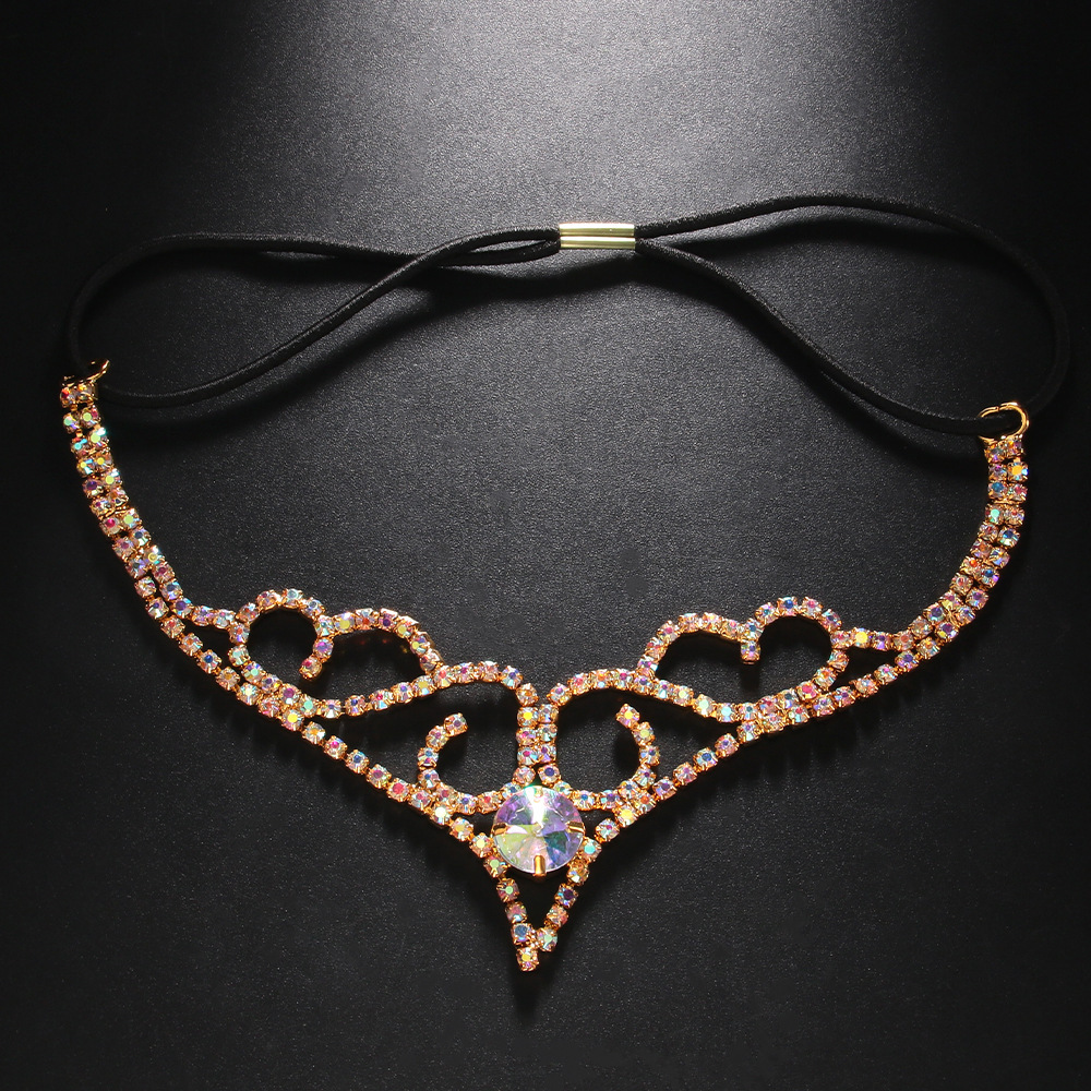 Transfronterizo nuevo rhinestone tocado tendencia de la moda europea y americana diamante completo cuerda elástica frente joyería bola accesorios headw