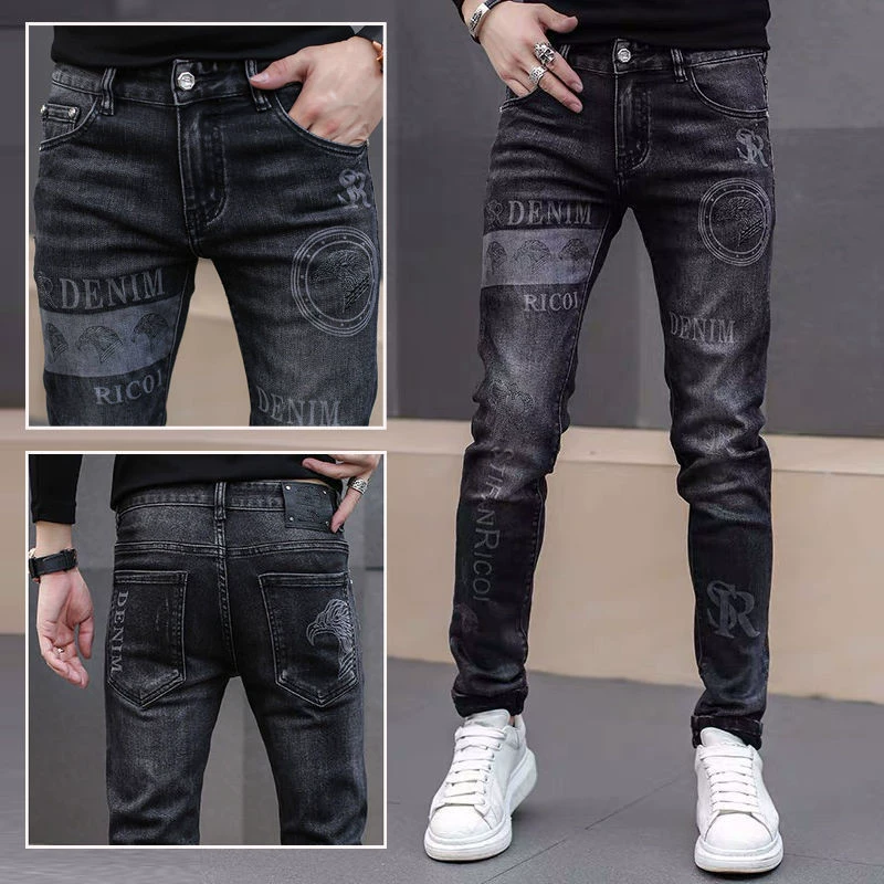 Осенний тренд: эластичные джинсы, штаны, европейский стиль, slim fit
