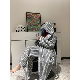 ins韩版少女高级感法兰绒睡衣女冬季保暖睡袍大码长裤家居服套装