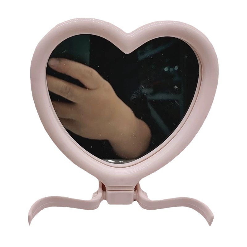 Espejo de Maquillaje Portátil con Forma de Corazón 103 de Plástico Plegable