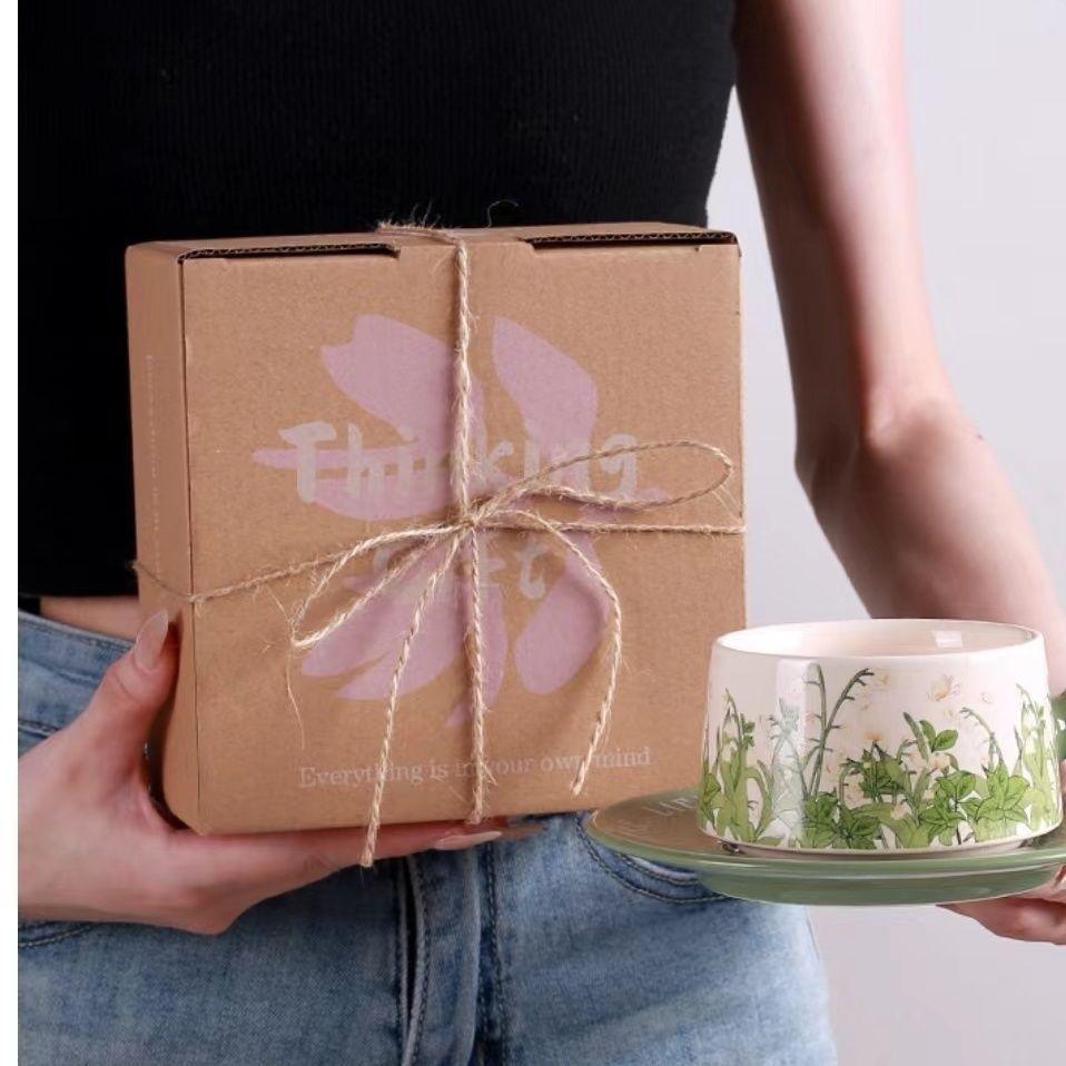 Tazas y platos de cerámica retro estilo americano pinturas al óleo de estilo medieval taza de té de la tarde taza de orquídea de campana taza de café plato