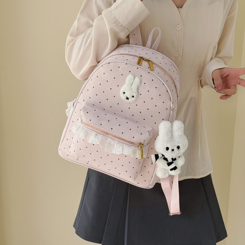 Nueva versión coreana dulce y linda mochila para mujeres de alta calidad, mochila para estudiantes de secundaria, arco, mochila fresca pequeña para mujeres