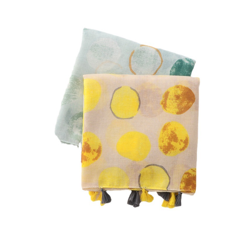 AliExpress Comercio exterior impresión de la luna transfronteriza bufanda de seda delgada primavera y verano chal de viaje gran punto redondo bufanda de algodón y lino