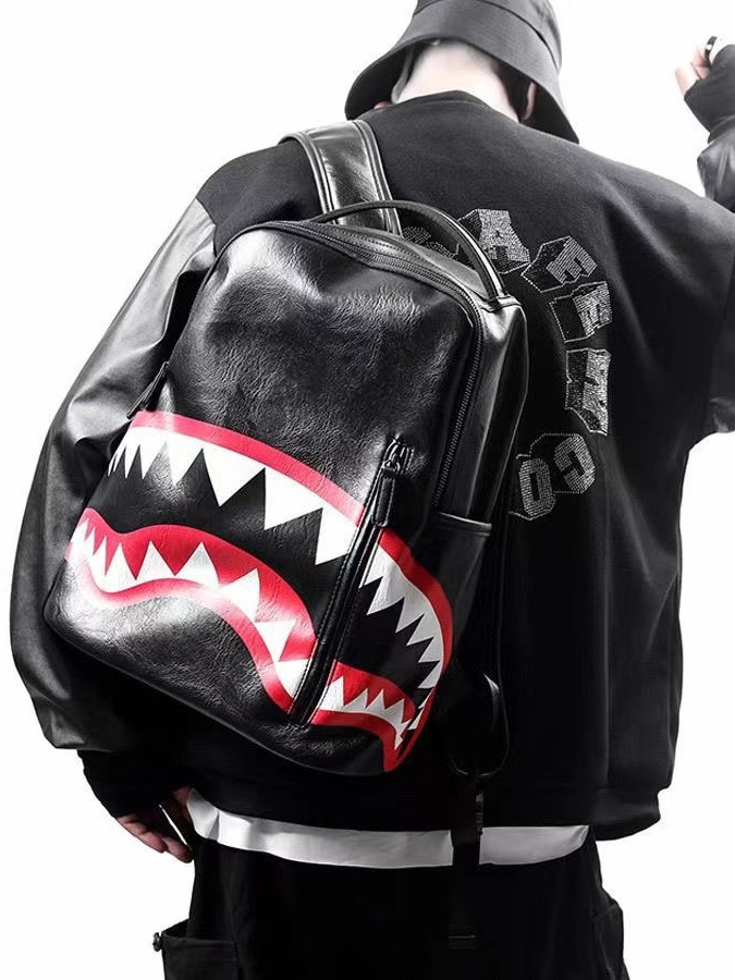 New Shark Backpack Men's and Women's Student Schoolbag Fashion Large Capacity Leisure Travel Fashion Handsome Backpack Fashion Brand