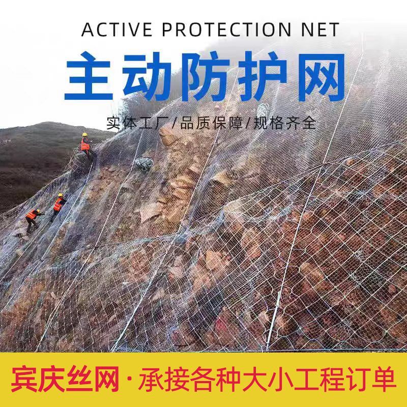 边坡防护网主动被动防护网SNS柔性环形钢绳网高速公路防落石网