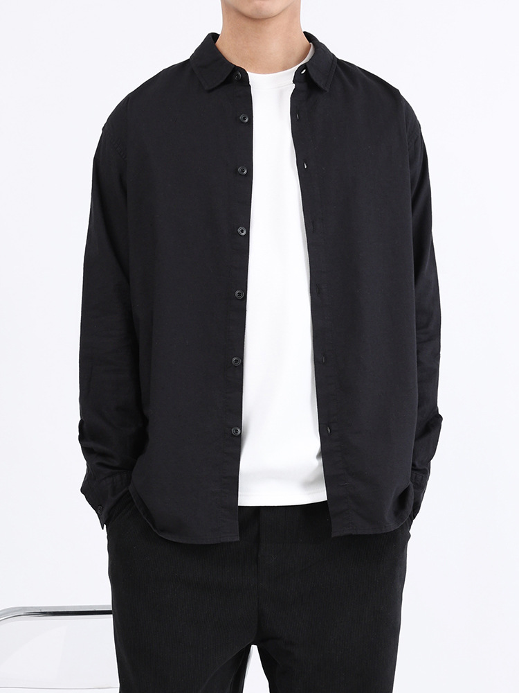 Hombres lino de manga larga camisa de hombre primavera y otoño camisa de alto nivel camisa casual suelta chaqueta de hombre