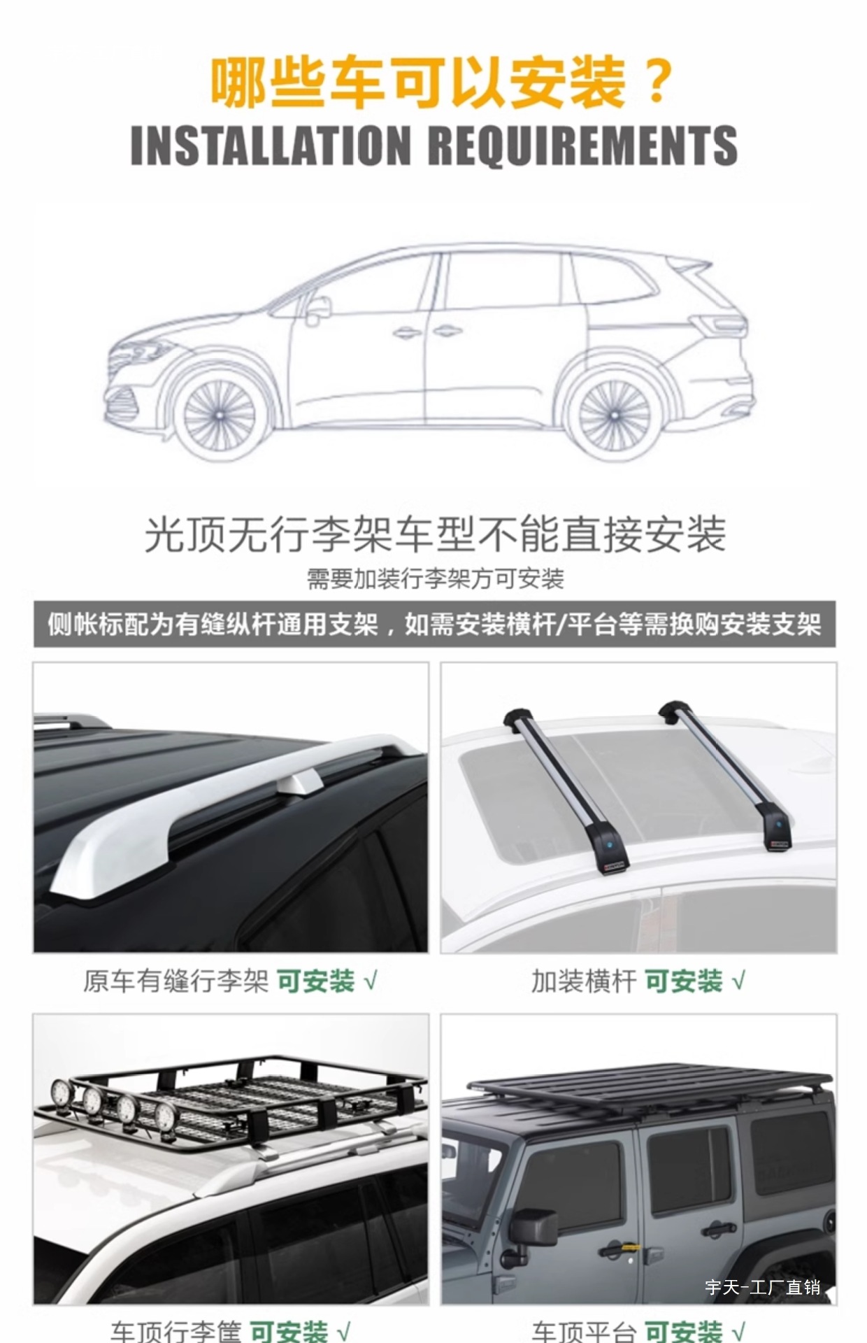 Jensen Outdoor Blackened Car Side Tent Black Rubber Canopy Tent Aluminum Side Tent Off-road Awning Camping Room Car Yutian