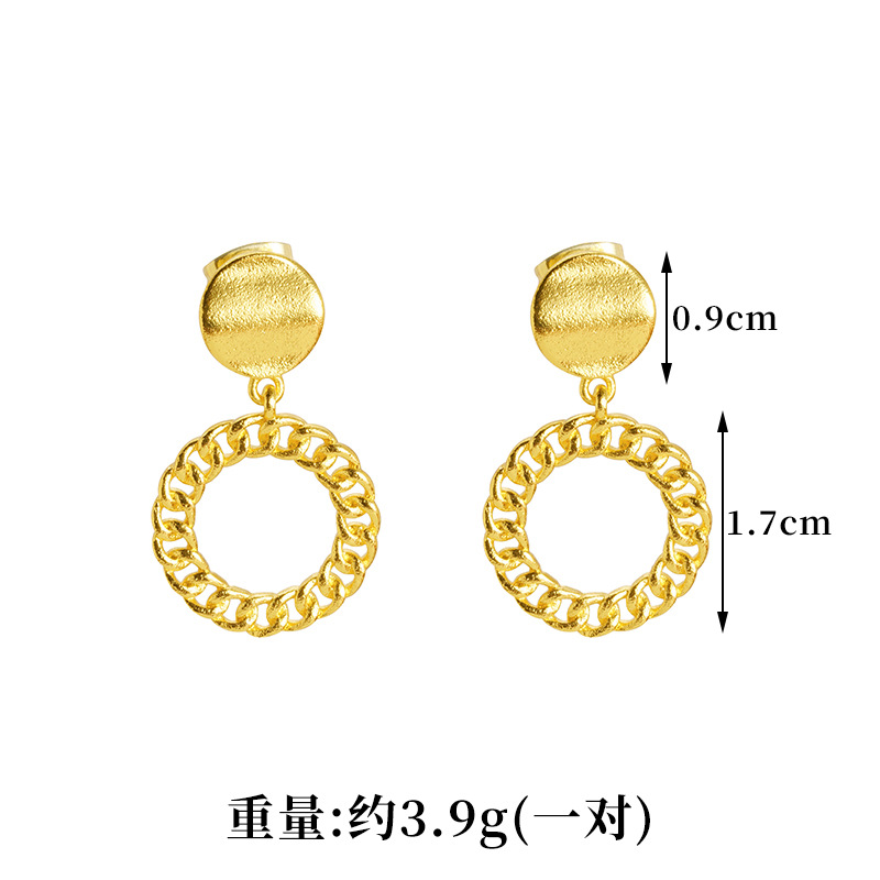 Sand Gold Circle Twill Earplugs femenina temperamento superior simple nicho ins accesorios de estilo Yiwu una generación