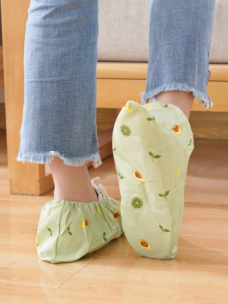 Shoe cover household washable canvas printed cloth shoe cover adult cartoon non-slip bottom student data center cloth foot cover