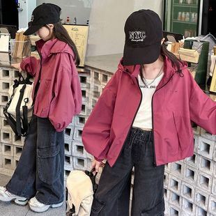 Girls' Charge Clothes Autumn 2025 New Style Children's Coat Spring and Autumn Girl's Sports Hooded Top Trendy