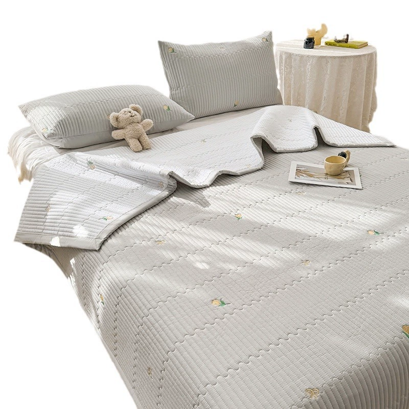 Cotton quilted antibacterial sheet, set, increased thickness, 3 piece set