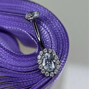 F136 Titanium Alloy Sunflower Zircon Internal Thread Navel Nail G23 Titanium Zircon Flower 1.2 Tooth Navel Nail Wholesale