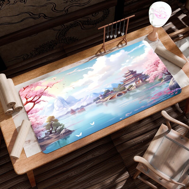 特大古画風景柄マウスパッド、キーボードパッド、特大厚手縁取りオフィスデスクパッド、ワンピース販売|undefined