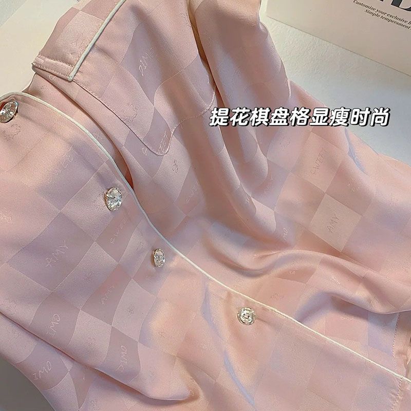 [벚꽃] 자카드 격자 무늬-더블 롱