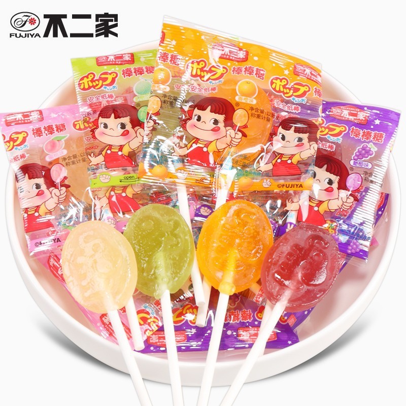 不二家棒棒糖独立装水果口味甜橙葡萄纸棒糖批发休闲儿童零食糖果|undefined