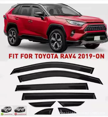 Sunny Rain Boil Acrylic – Rain shield - brown-translucent-2019-2024-toyota-rav4-cross-border-luxury-6-piece-black-trim-kit