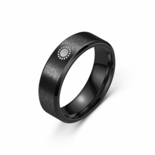 Titanium-Steel Couple Rings, Trendy Design with Moon and Sun—Unisex European & American-Style Jewelry