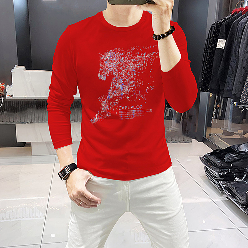 New Men's Long Sleeve T-Shirt Round Neck Bottoming Shirt Casual Men's Basic Tees Top Comfortable Trendy Brand Spring Autumn T-Shirt_voghion.com