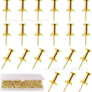 2025 Amazon Cross-Border Best-Selling Manufacturer Push Pins Plastic Gold-Plated Thumbtacks Thumbtacks Photo Wall