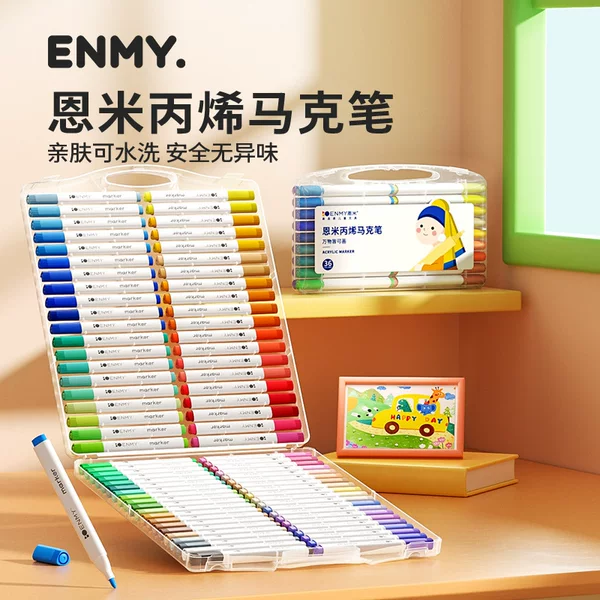 Enmy Single-Head Acrylic Marker Pen Washable Kidsren's Marker Pen Opaque and Stackable Student Marker Pen