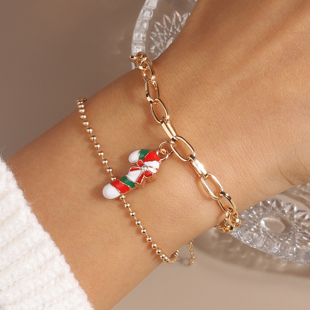 11g Weight Alloy Pendant Material Bracelets Classification Alloy Chain Material 1 Piece Quantity Holiday, Party Occasion Alloy Material Christmas Festival Christmas Tree, Santa Claus Pattern Women's Gender Enamel Design Cute, Simple Style Style Cute Simple Style Christmas Tree Santa Claus Alloy Chain & Link Bracelets Christmas Wholesale 12
