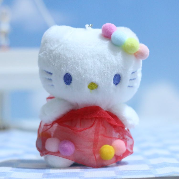 Llavero/colgante para bolso de Hello Kitty, lindo, de dibujos animados, juguete de peluche, gatito, muñeca de trapo.