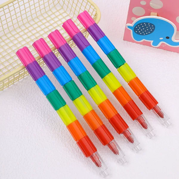 Large 7 section crayon 7 color stitching block crayon student art oil painting stick painting graffiti crayon plastic square pen