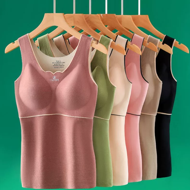 Плюшевые тепловые underwear, теплая майка без рукавов, топ с чашками демисезонный, большой размер