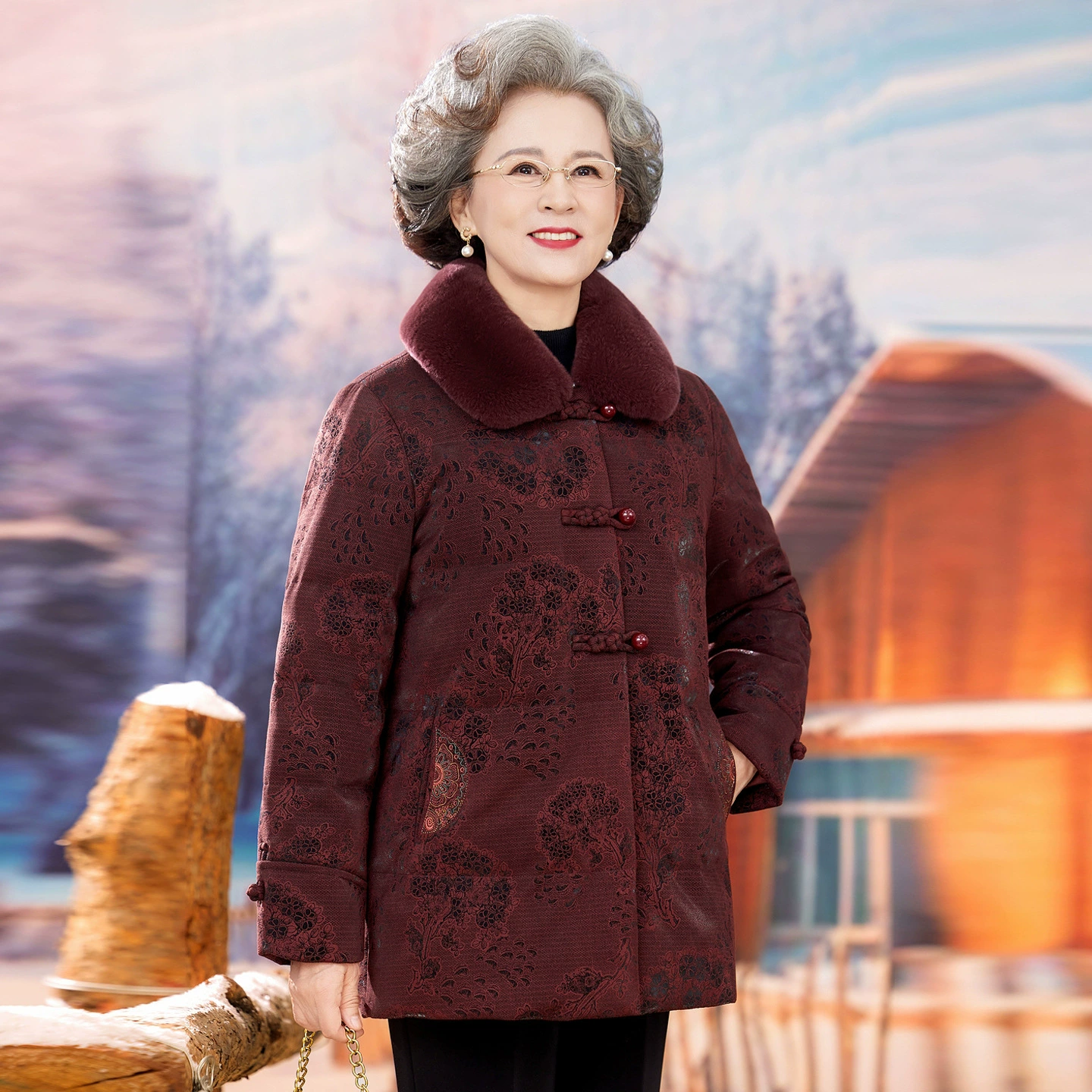 Плюшевая куртка-пуховик для мамы, для среднего возраста, 60 лет, повышенная толщина