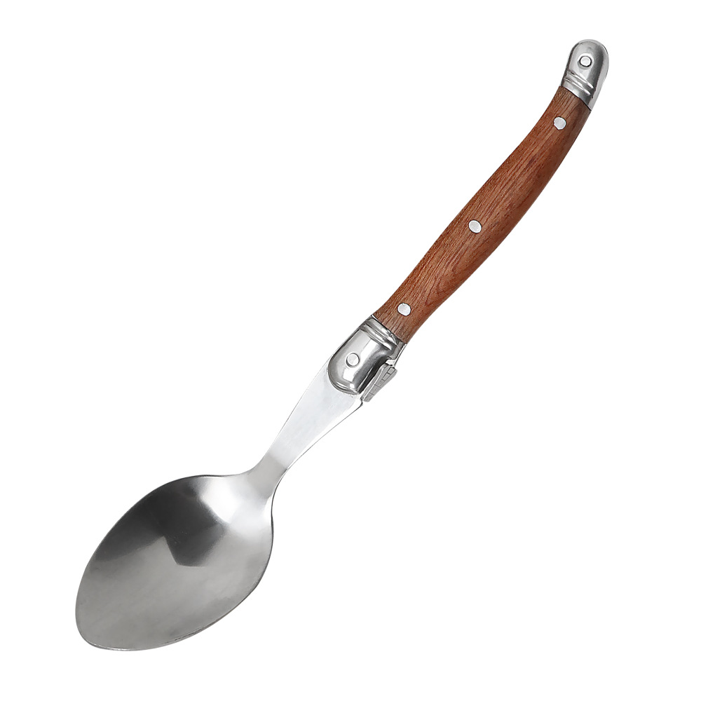 Comercio exterior mango de madera filete de acero inoxidable cuchillo tenedor cuchara juego de vajilla cuchara cuchara cuchara cuchara cuchara de sopa carne cortada cuchillo especial para comida occidental