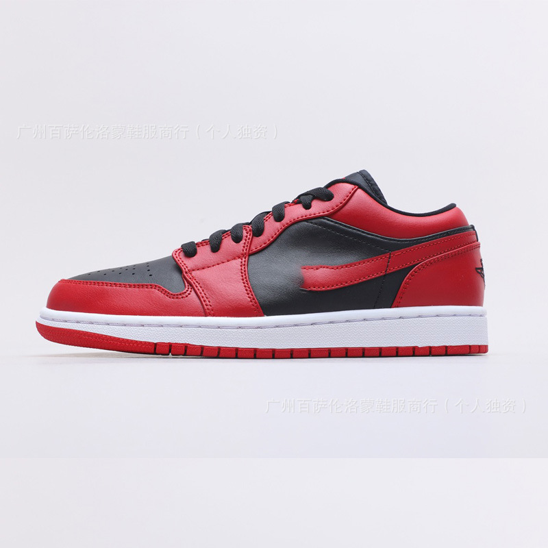 Aj1 top layer leather-black and red