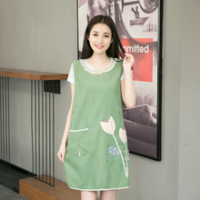 韩版时尚围裙奶茶店餐厅半身工作服厨房家居亚麻成人花仙子女罩衣