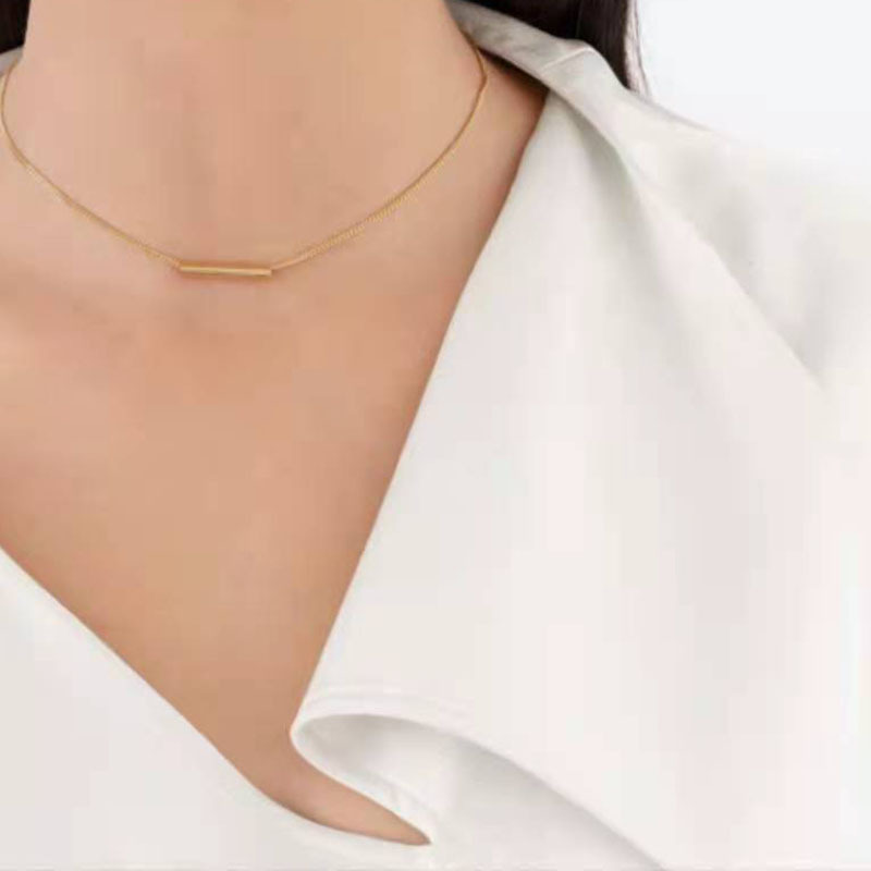 细空心管项链 几何 钛钢镀金