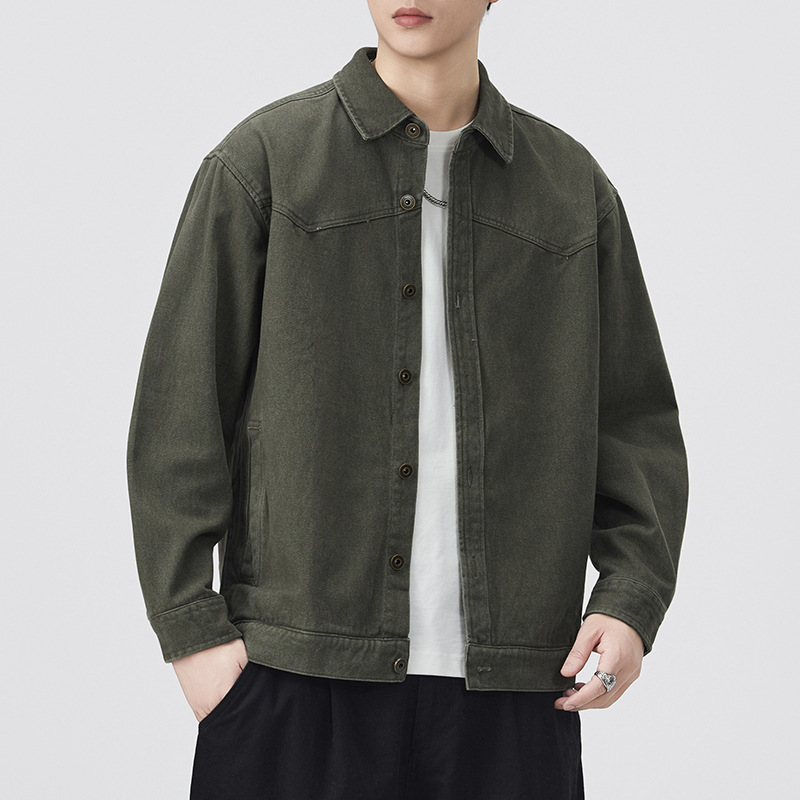 2026 High-end Pure Cotton Twill Washed Work Jacket for Men, New Spring and Autumn American Style All-Cotton Men's Casual Coat, Trendy