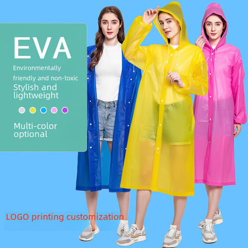 Thick Non-Disposable EVA Fashion Adult Raincoat Transparent Travel Hiking Scenic Raincoat Rain Poncho Original Manufacturer