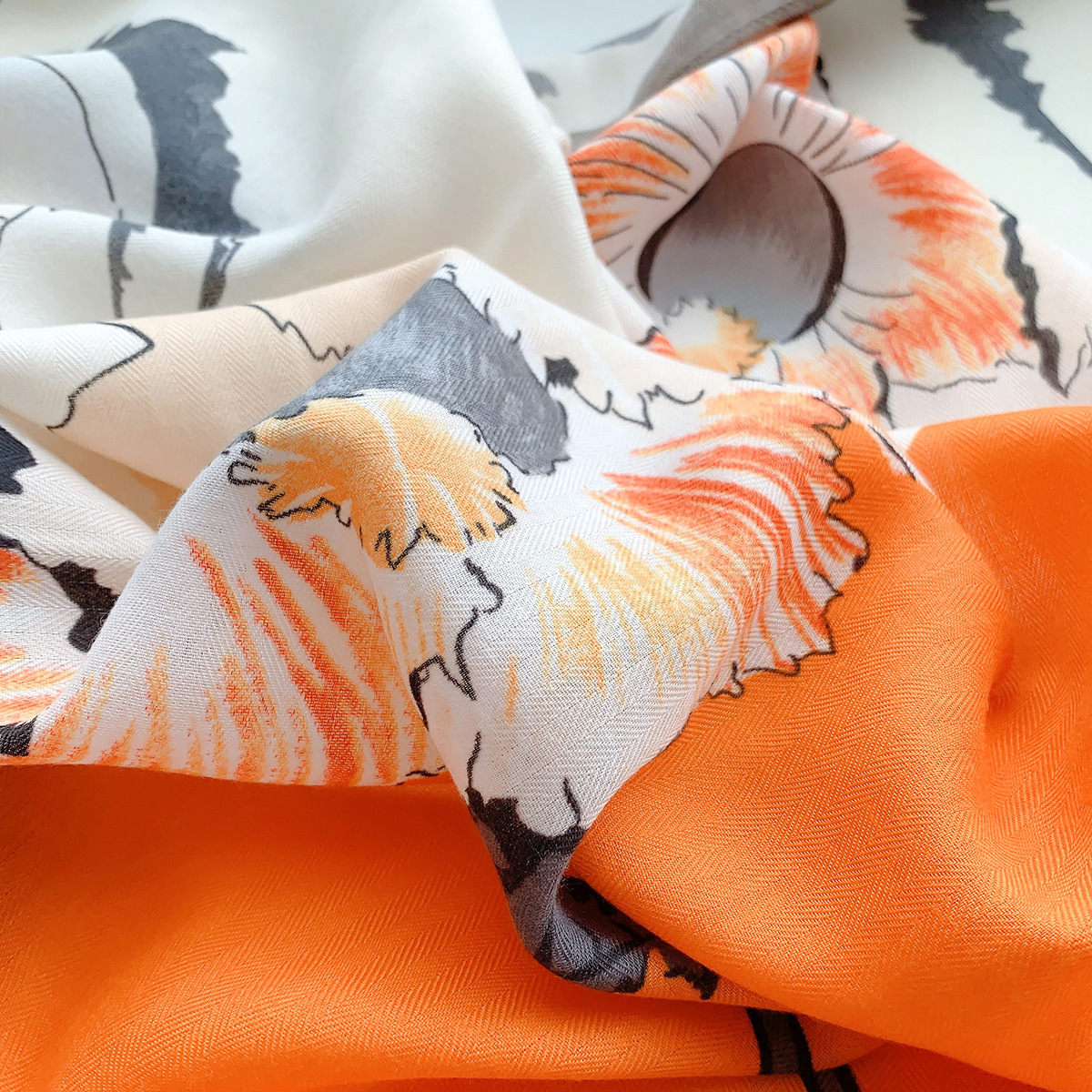 Otoño e invierno nuevo patrón de espiga bufanda cuadrada grande moda dopamina impresa bufanda de seda temperamento de alto grado chal decorativo al por mayor