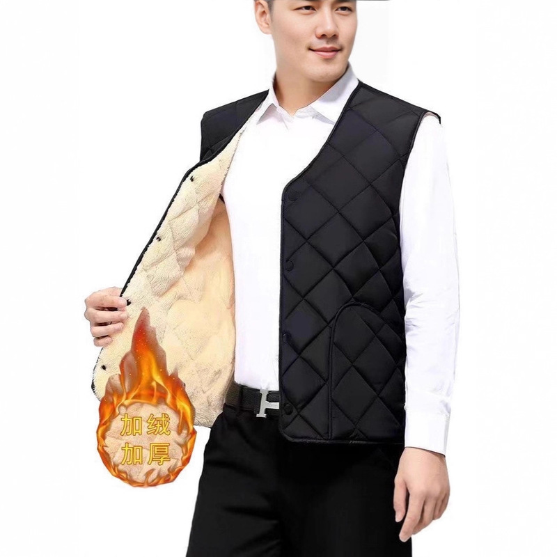 Autumn and Winter Cotton Vest for Men, Short Style, Fleece-Lined, Thickened, Warm, Stylish, Large Size, Suitable for Middle-Aged Dads Autumn and Winter Cotton Vest for Men, Short Style, Fleece-Lined, Thickened, Warm, Stylish, Large Size, Suitable for Middle-Aged Dads