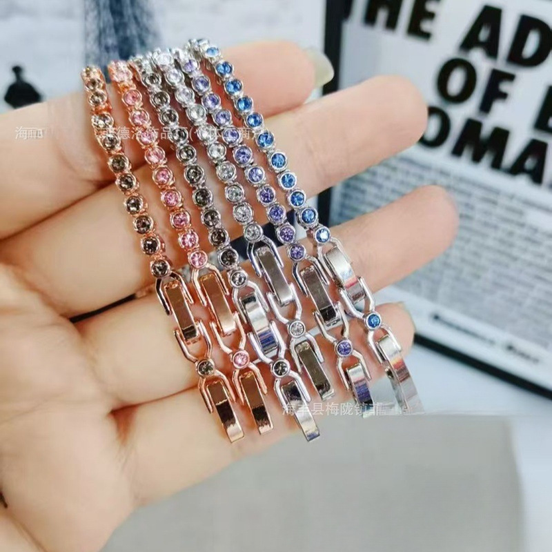 Imber Emily Tennis Bracelet for Women, Colorful Diamond-Studded Round Row Diamond Tennis Bracelet, European and American Trendy Jewelry Imber Emily Tennis Bracelet for Women, Colorful Diamond-Studded Round Row Diamond Tennis Bracelet, European and American Trendy Jewelry