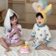 Children's Summer Jacquard Air-conditioning Clothing Boys and Girls Baby Summer Thin Breathable Pajamas suit Seven-sleeve Home Clothes