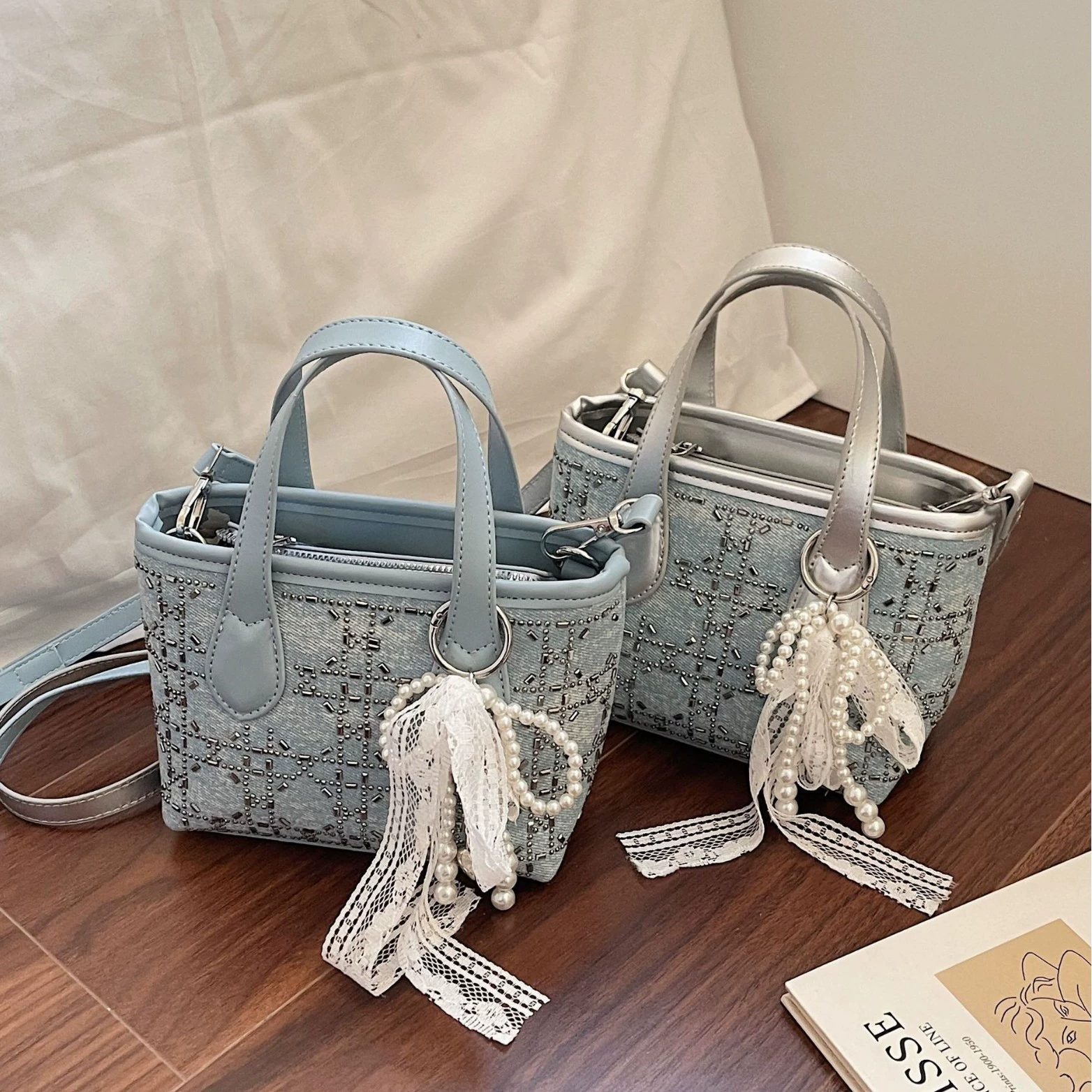 Summer denim small bag, fashionable handheld shoulder bag, city style