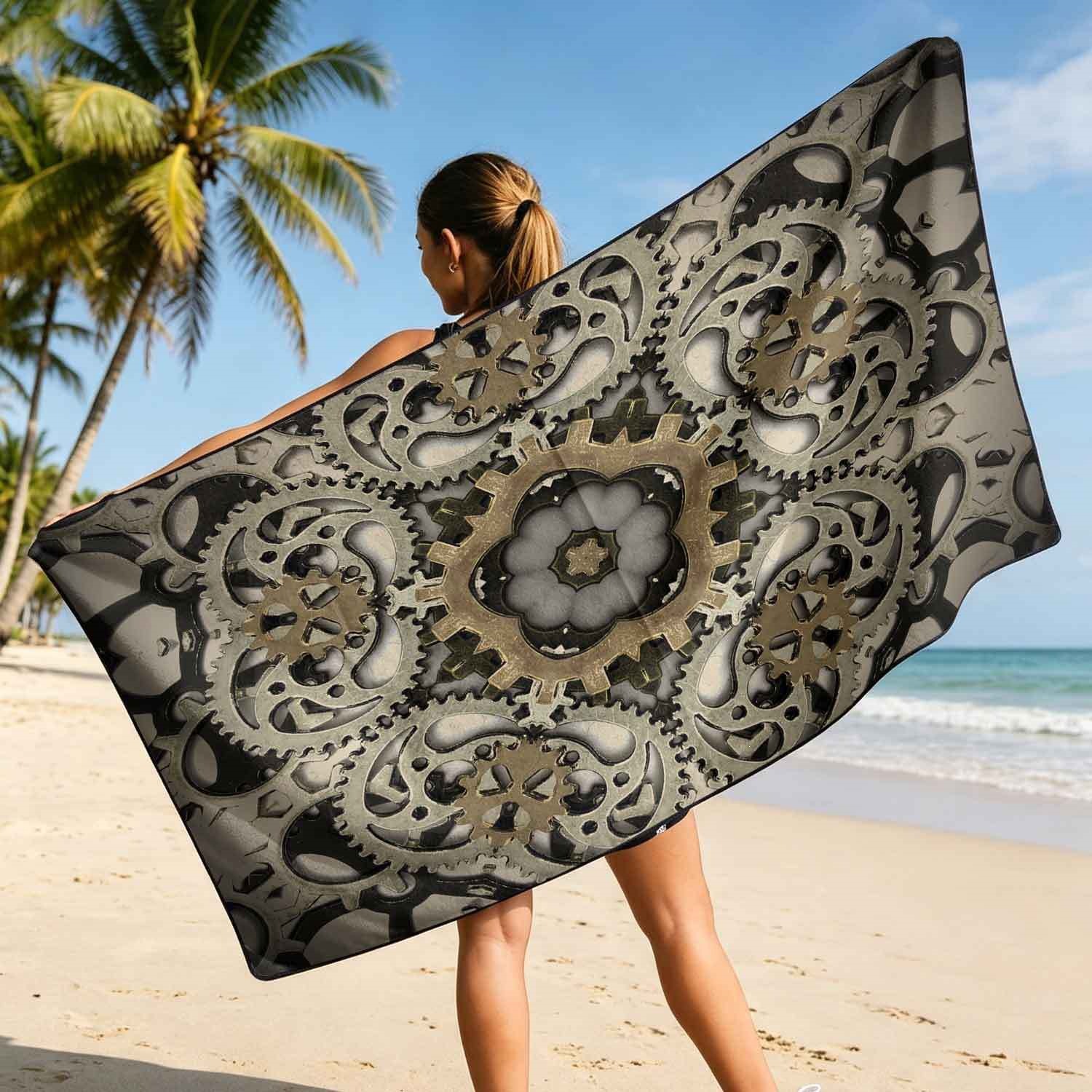 Geometric Bath Towel Car Seat Cover 2-in-1 Microfiber Outdoor Beach Car Dual-Use Universal Seat Cushion