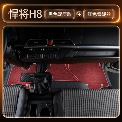 for the cabin, Modelə uyğun ayaqaltı - black-double-layer-tpe-floor-mat-red-snowy-texturethickened-and-wear-resistant-version