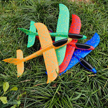 發光泡沫手拋飛機兒童玩具耐摔大號彈射航模滑翔灰機地攤貨批發