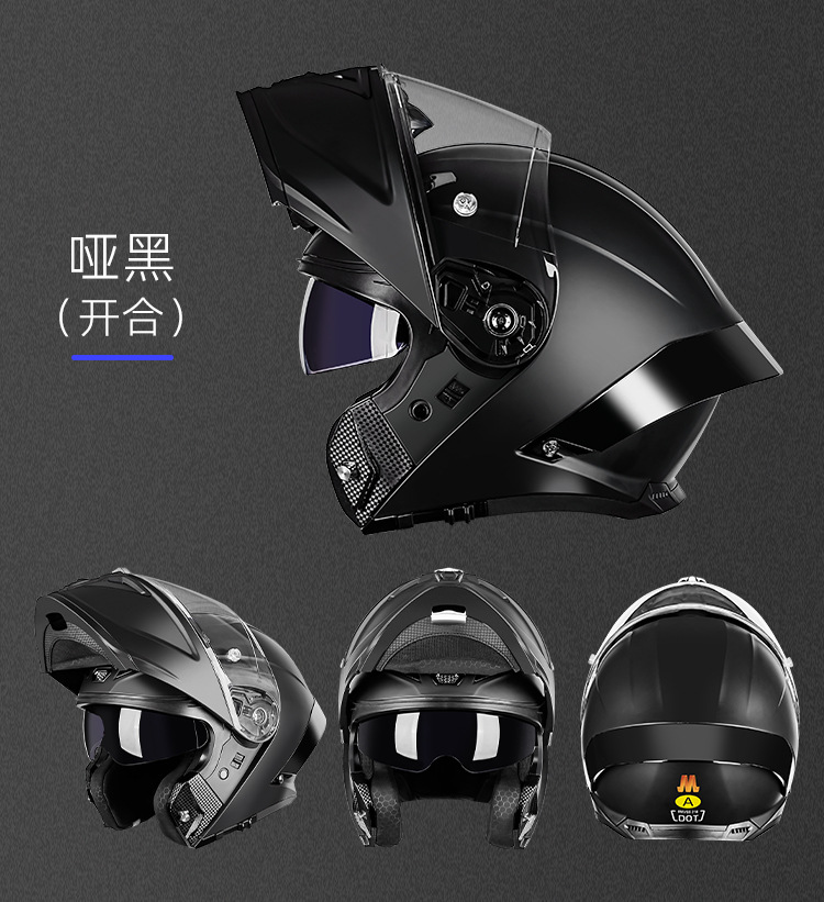 Casco de Motocicleta Integral LVCOOL para Hombre y Mujer, Casco de Carreras de Cobertura Total, Casco de Doble Visera para Todas las Estaciones, Universal.