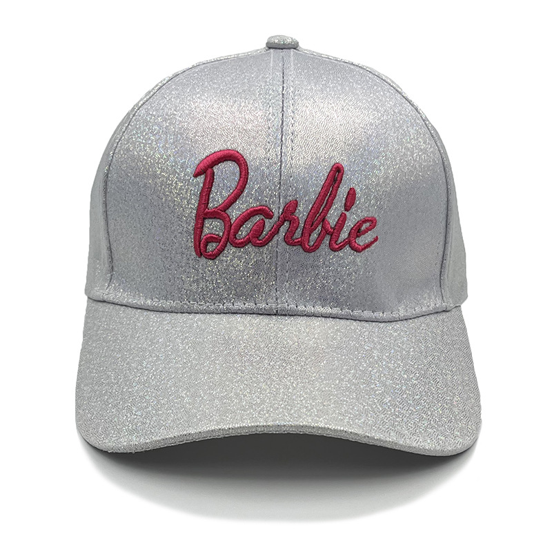 跨境镭射七彩芭比粉棒球帽ins韩版时尚可爱刺绣弯檐鸭舌帽
