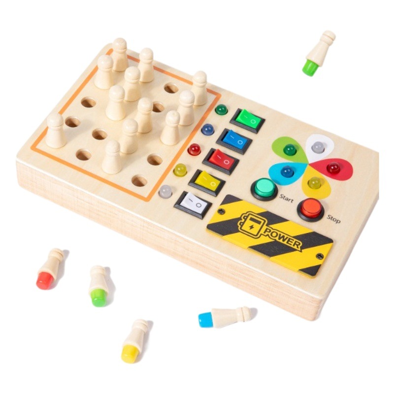 Espacio transfronterizo Control remoto Tablero ocupado Juego de ajedrez de memoria Interruptor de luz Fuente de alimentación Luz LED Botón Educación temprana Juguetes educativos de madera